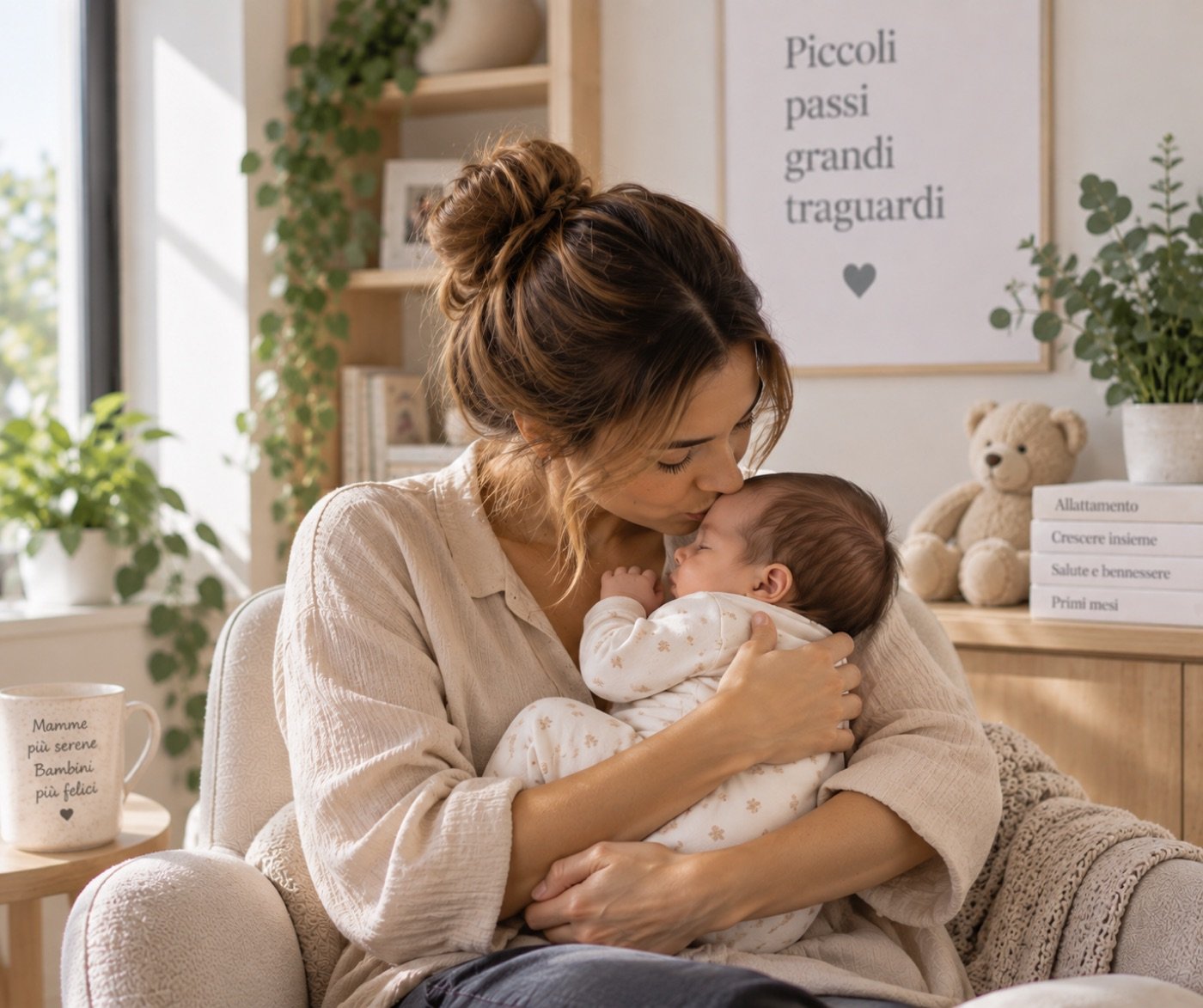 Una madre tiene con tenerezza il suo neonato